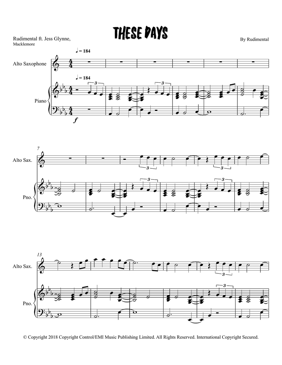 These Days These Days Alto Saxophone scores gallery preview page 1
