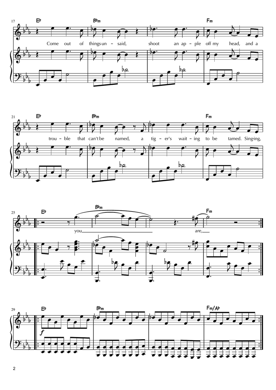 Clocks Piano, Vocal scores gallery preview page 2