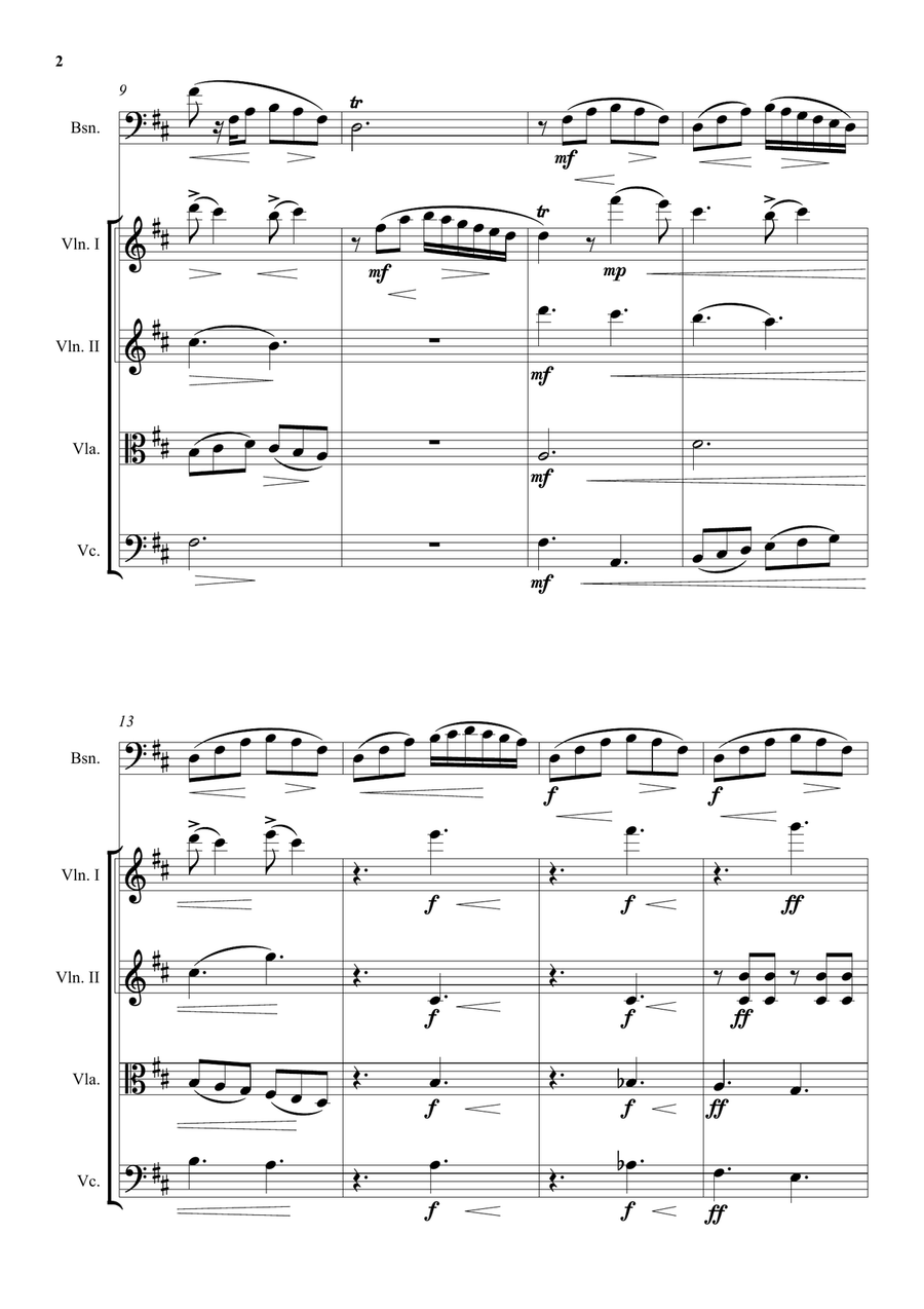 A Modal Vision Drowns for bassoon and string quartet Small Ensemble scores gallery preview page 2