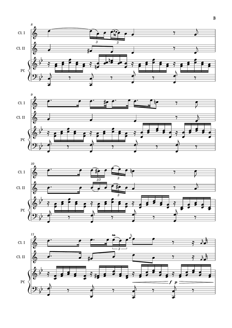 Ave Maria by F. Schubert – Clarinet Duet and Piano. Score and Parts Clarinet Duet scores gallery preview page 3