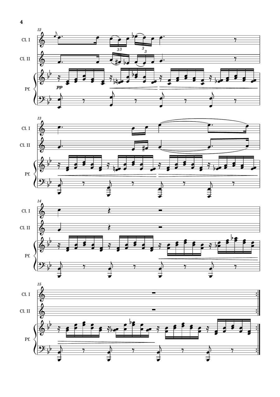Ave Maria by F. Schubert – Clarinet Duet and Piano. Score and Parts Clarinet Duet scores gallery preview page 4