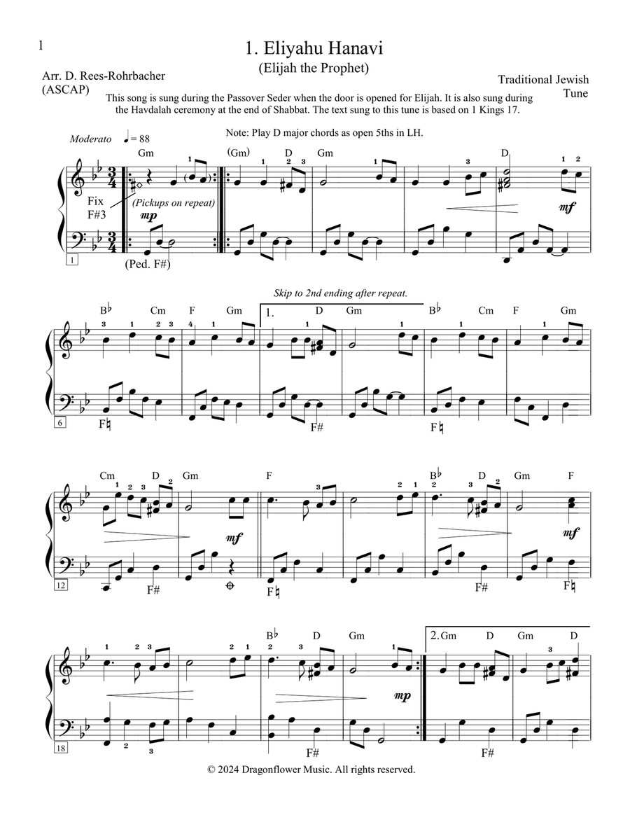 Jewish Traditional Tunes (Solo) Harp scores gallery preview page 6