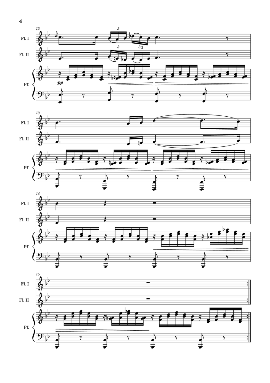 Ave Maria by F. Schubert – Flute Duet and Piano. Score and Parts Flute Duet scores gallery preview page 4