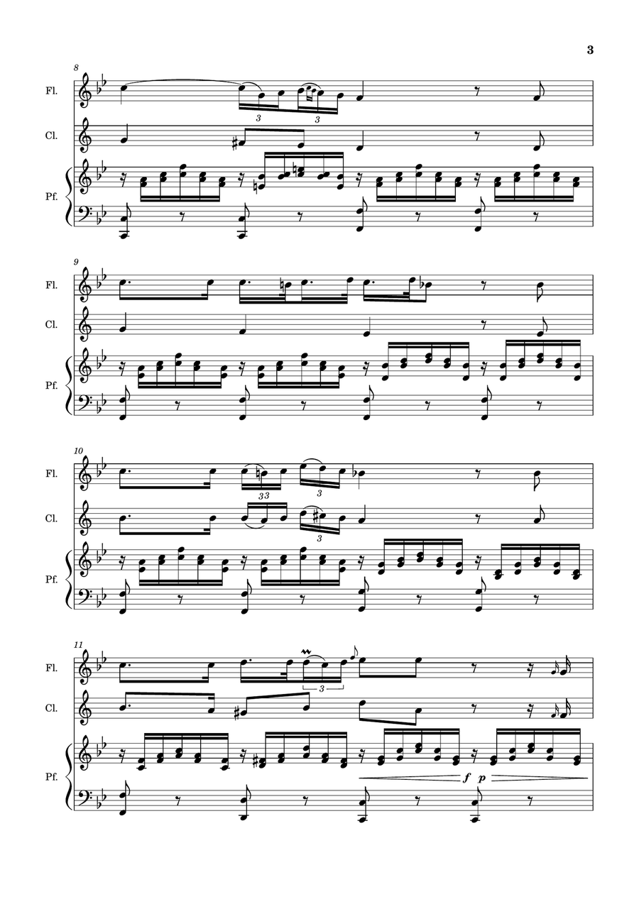 Ave Maria by F. Schubert – Flute, Clarinet and Piano. Score and Parts Small Ensemble scores gallery preview page 3