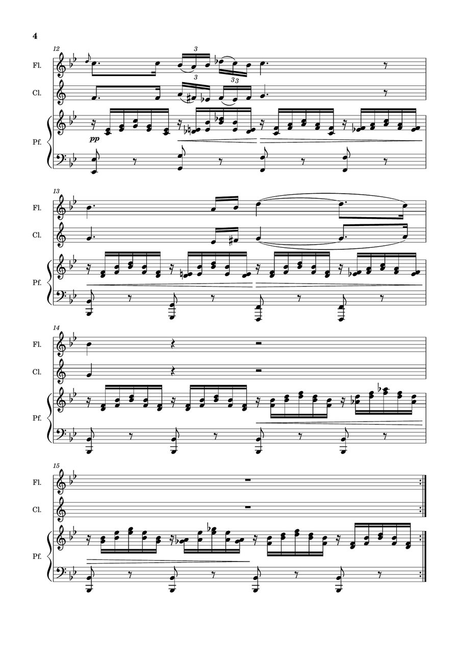 Ave Maria by F. Schubert – Flute, Clarinet and Piano. Score and Parts Small Ensemble scores gallery preview page 4