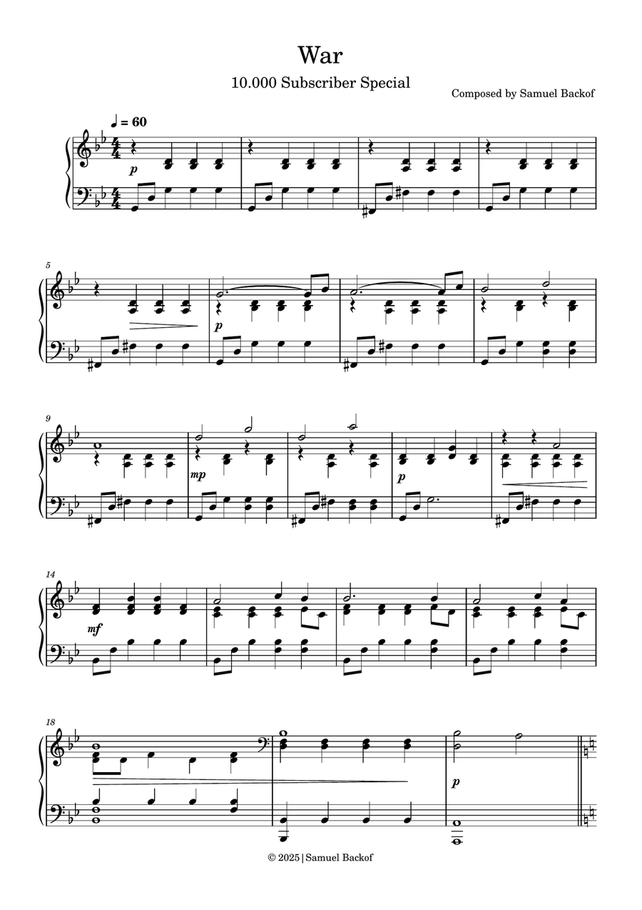 War War Easy Piano scores gallery preview page 1