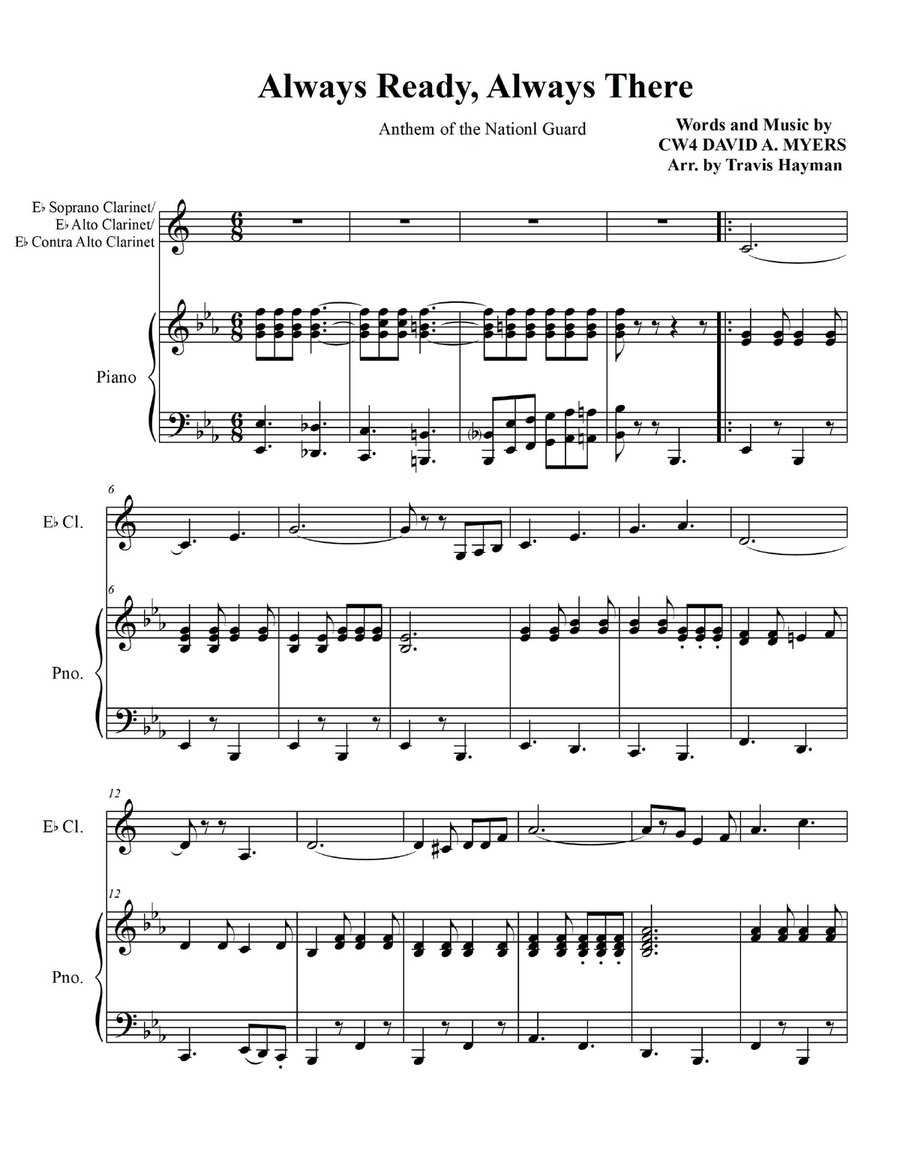 Always Ready, Always There - for Eb Soprano/Alto/Contra Alto Clarinets with Piano Accompaniment E-Flat Clarinet scores gallery preview page 3
