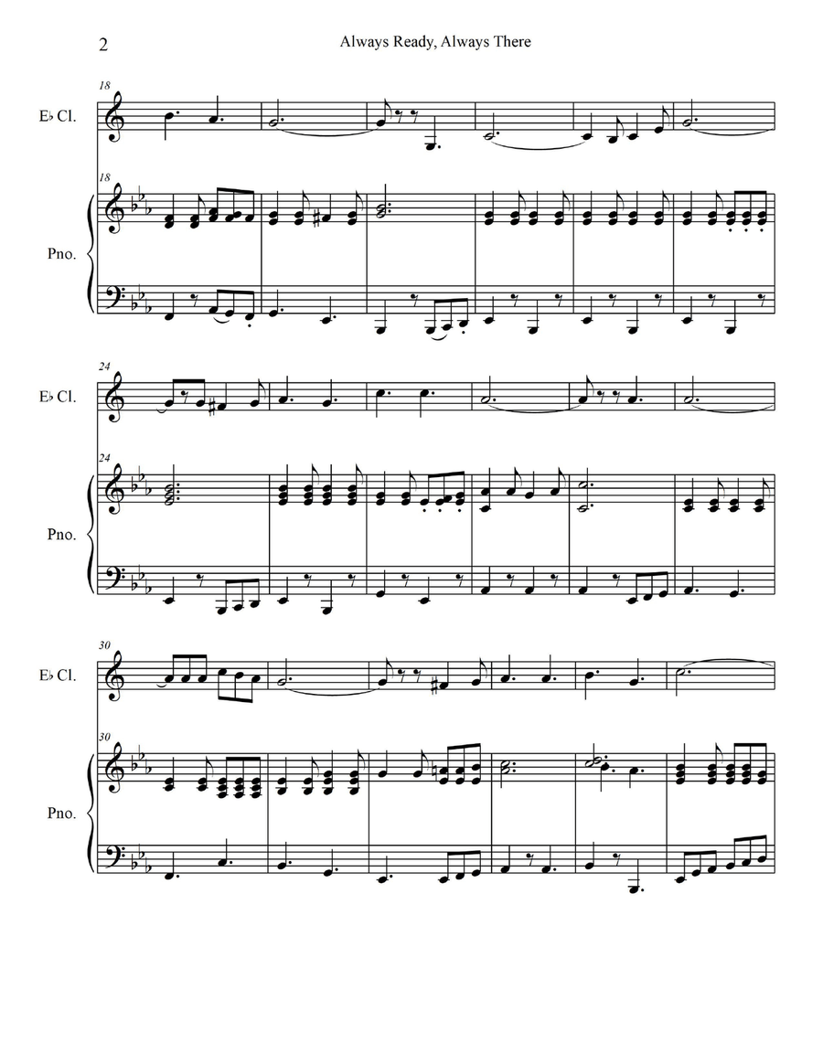 Always Ready, Always There - for Eb Soprano/Alto/Contra Alto Clarinets with Piano Accompaniment E-Flat Clarinet scores gallery preview page 4
