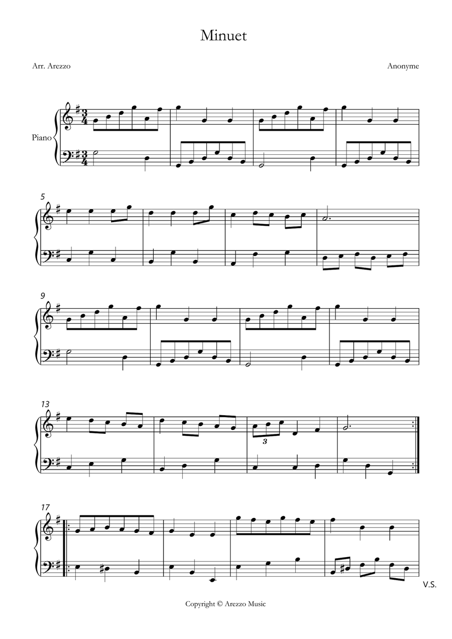 bach bwv anh. 116 minuet in g major piano sheet music Chamber Music scores gallery preview page 1