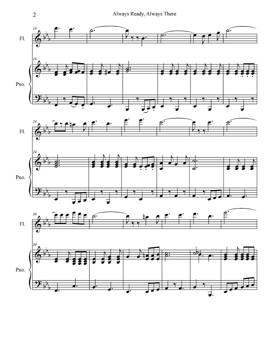 Always Ready, Always There - for C Flute/C Piccolo with Piano Accompaniment Flute scores gallery preview page 4