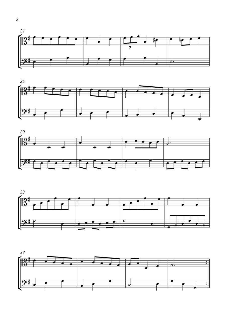 bach bwv anh. 116 minuet in g major Viola and Cello sheet music String Duet scores gallery preview page 2