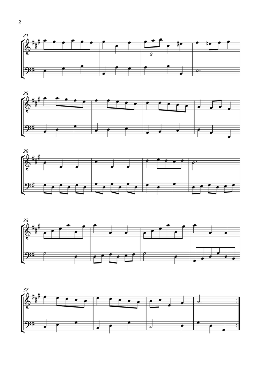 bach bwv anh. 116 minuet in g major Trumpet and Trombone sheet music Brass Duet scores gallery preview page 2
