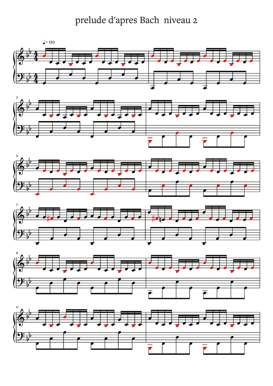 Prelude d'apres Bach Easy Piano scores gallery preview page 1