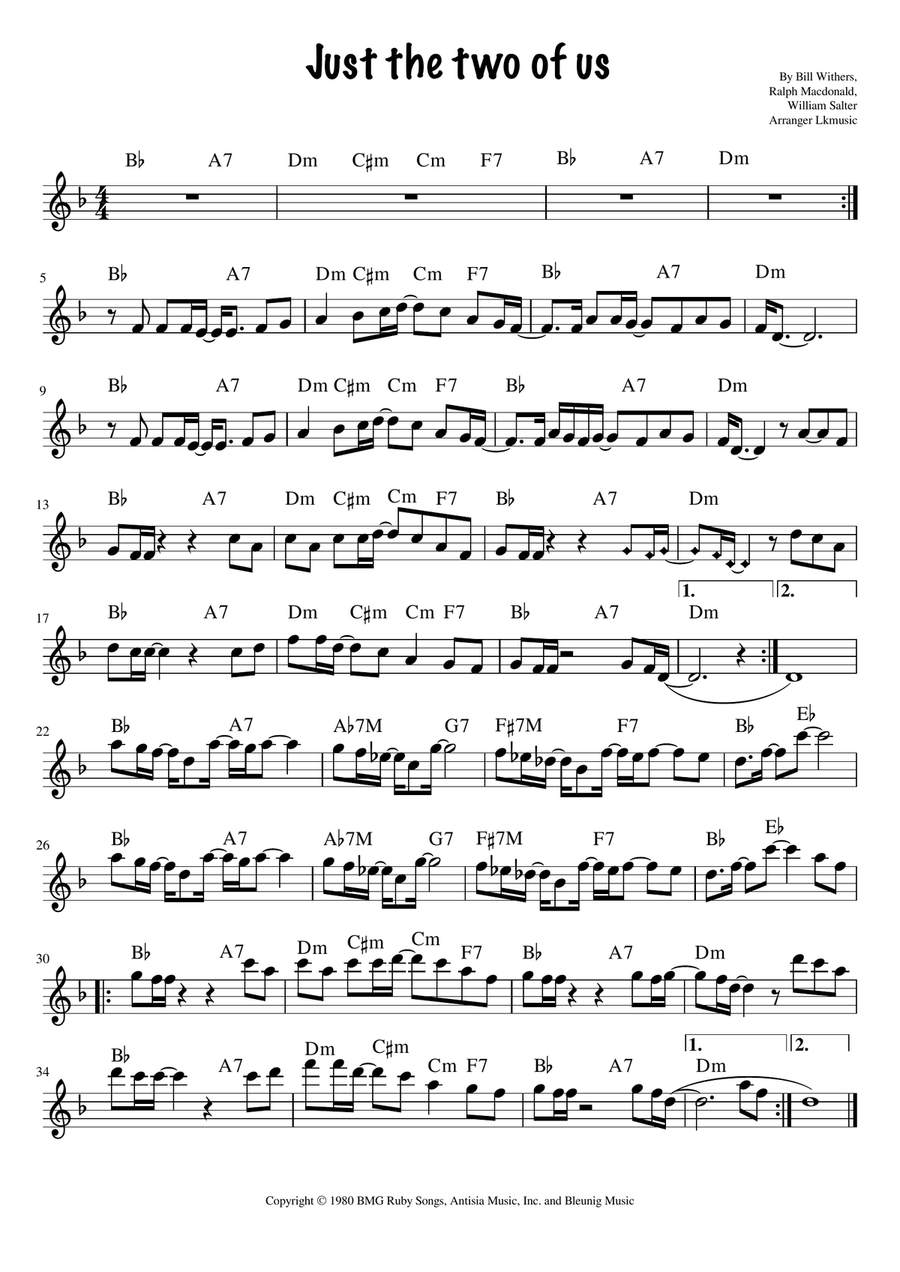 Just The Two Of Us Just The Two Of Us Alto Saxophone scores gallery preview page 1