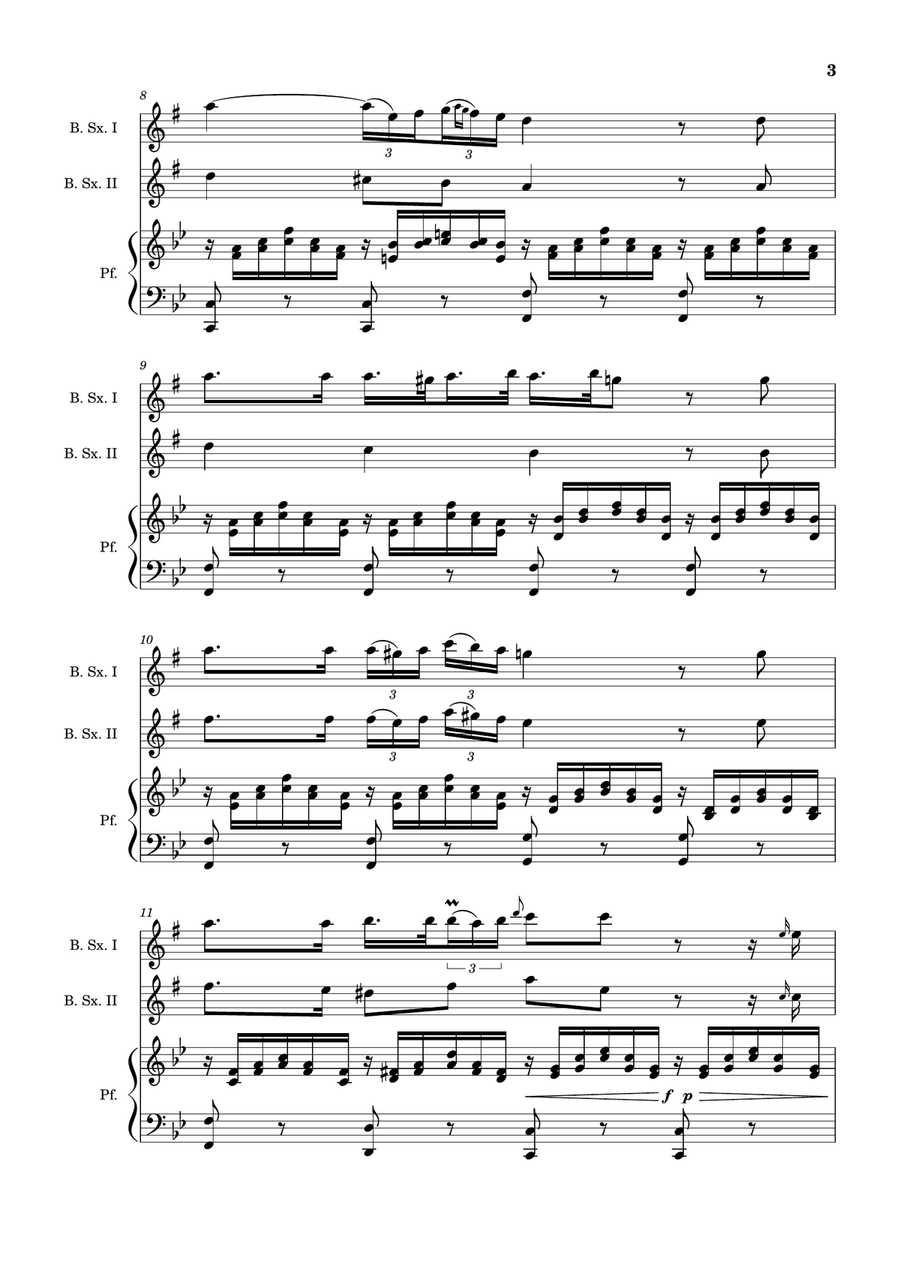 Ave Maria by F. Schubert – B. Sax Duet and Piano. Score and Parts Woodwind Duet scores gallery preview page 3