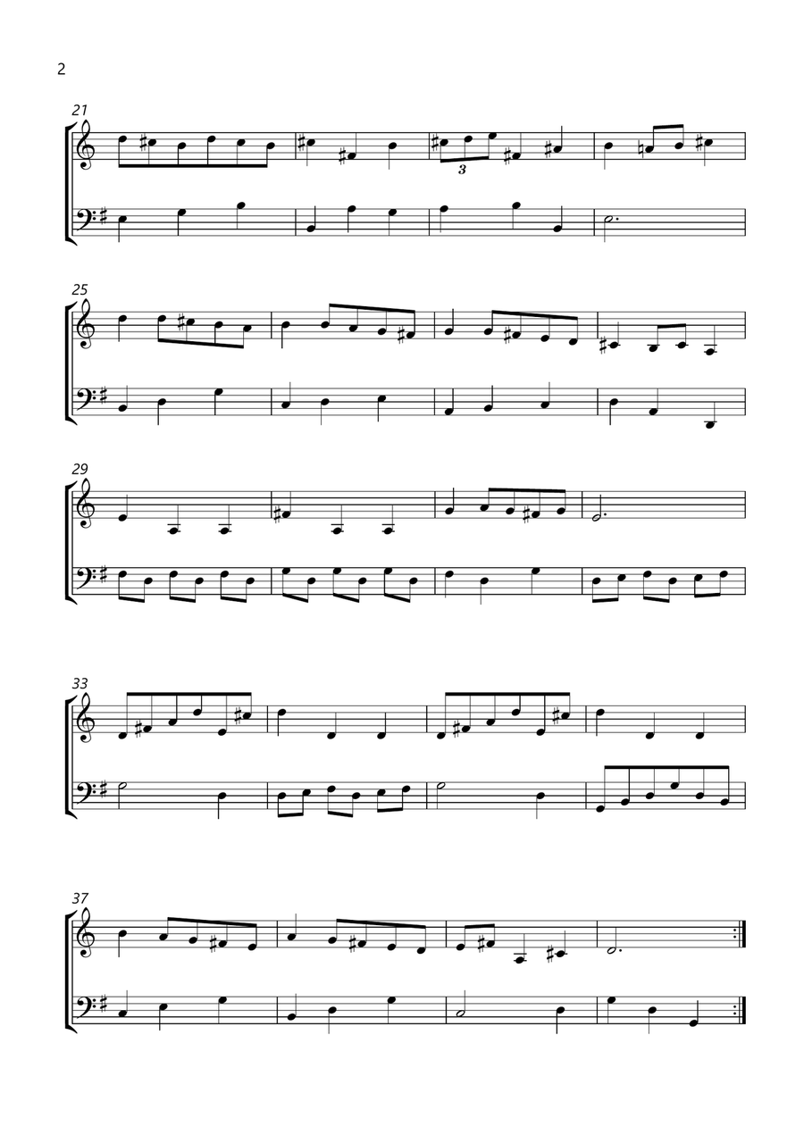 bach bwv anh. 116 minuet in g major French Horn and Trombone sheet music Brass Duet scores gallery preview page 2