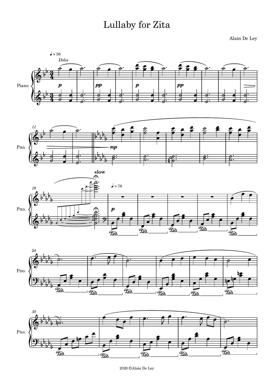 Lullaby for Zita Lullaby for Zita Piano Solo scores gallery preview page 1