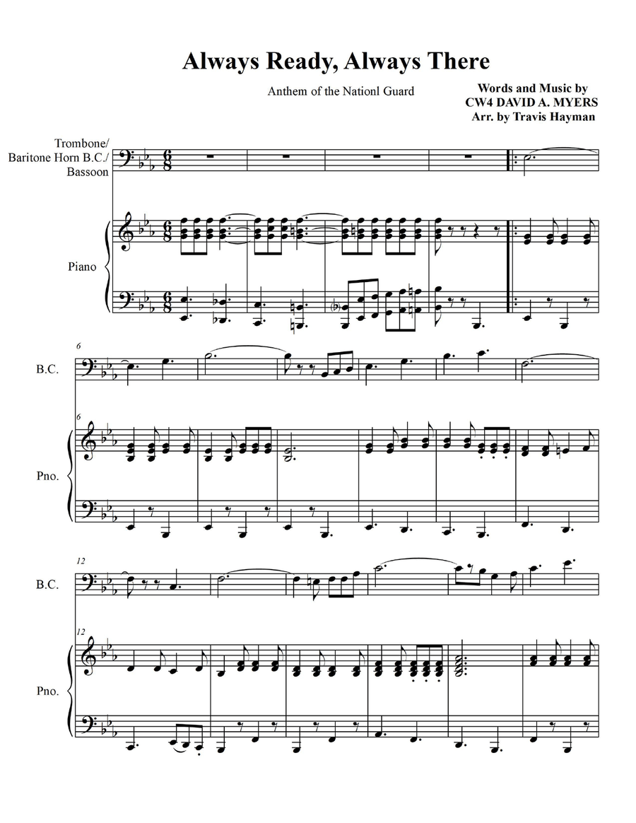 Always Ready, Always There - for Trombone/Baritone Horn B.C./Bassoon with Piano Accompaniment Bassoon scores gallery preview page 3