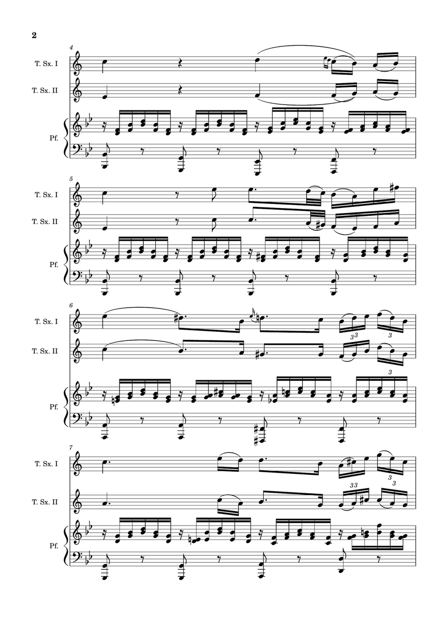Ave Maria by F. Schubert – T. Sax Duet and Piano. Score and Parts Woodwind Duet scores gallery preview page 2
