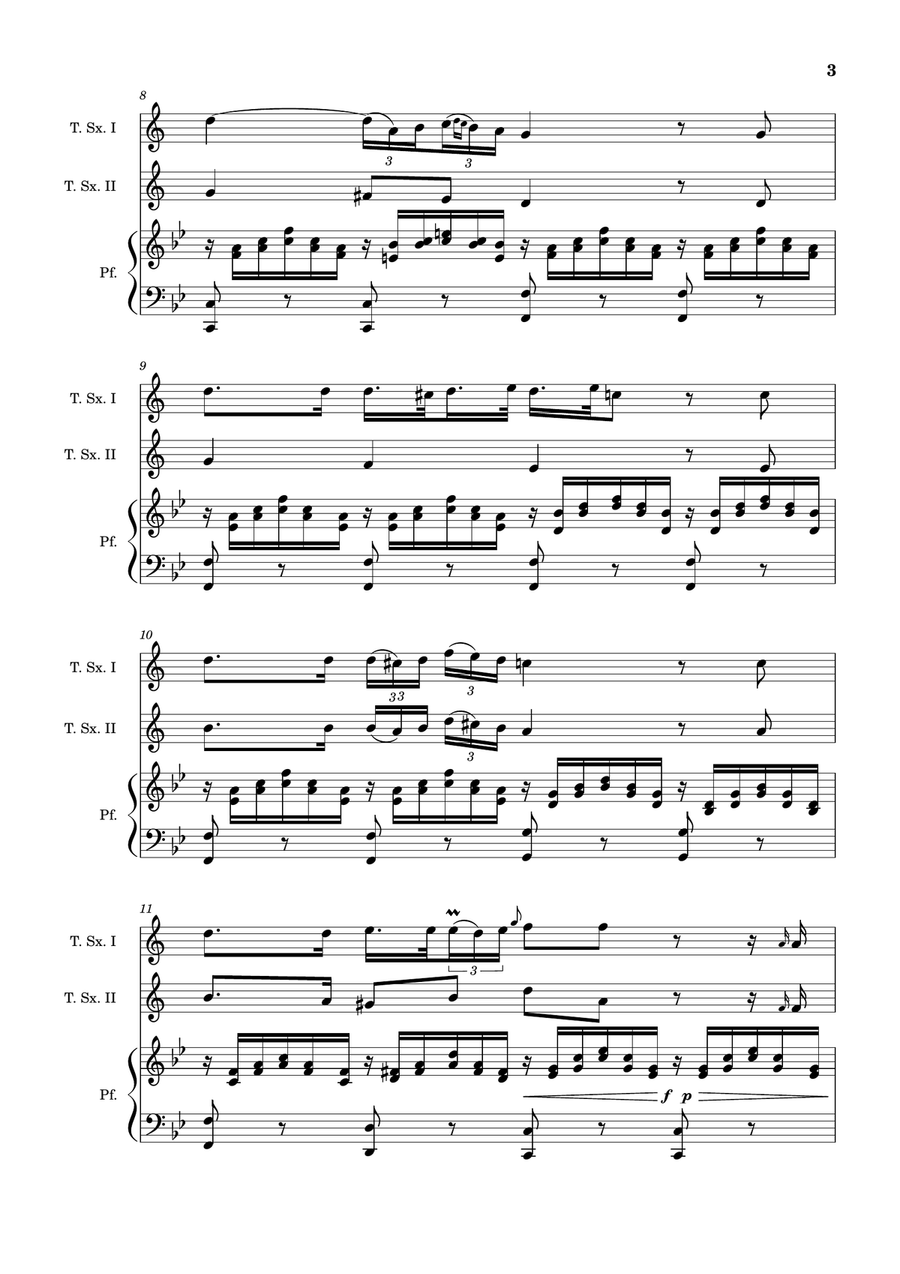 Ave Maria by F. Schubert – T. Sax Duet and Piano. Score and Parts Woodwind Duet scores gallery preview page 3