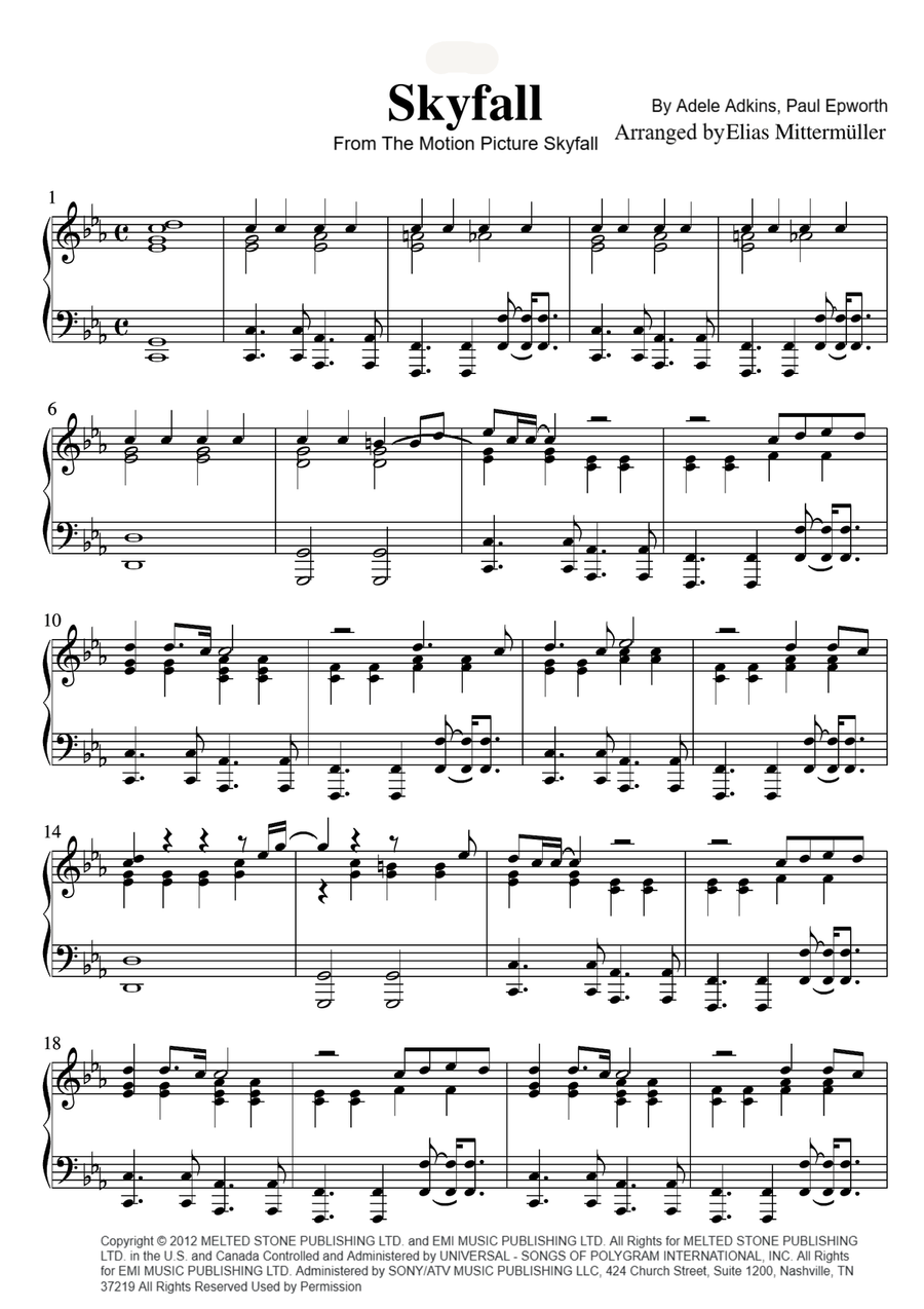 Skyfall Skyfall Piano Solo scores gallery preview page 1