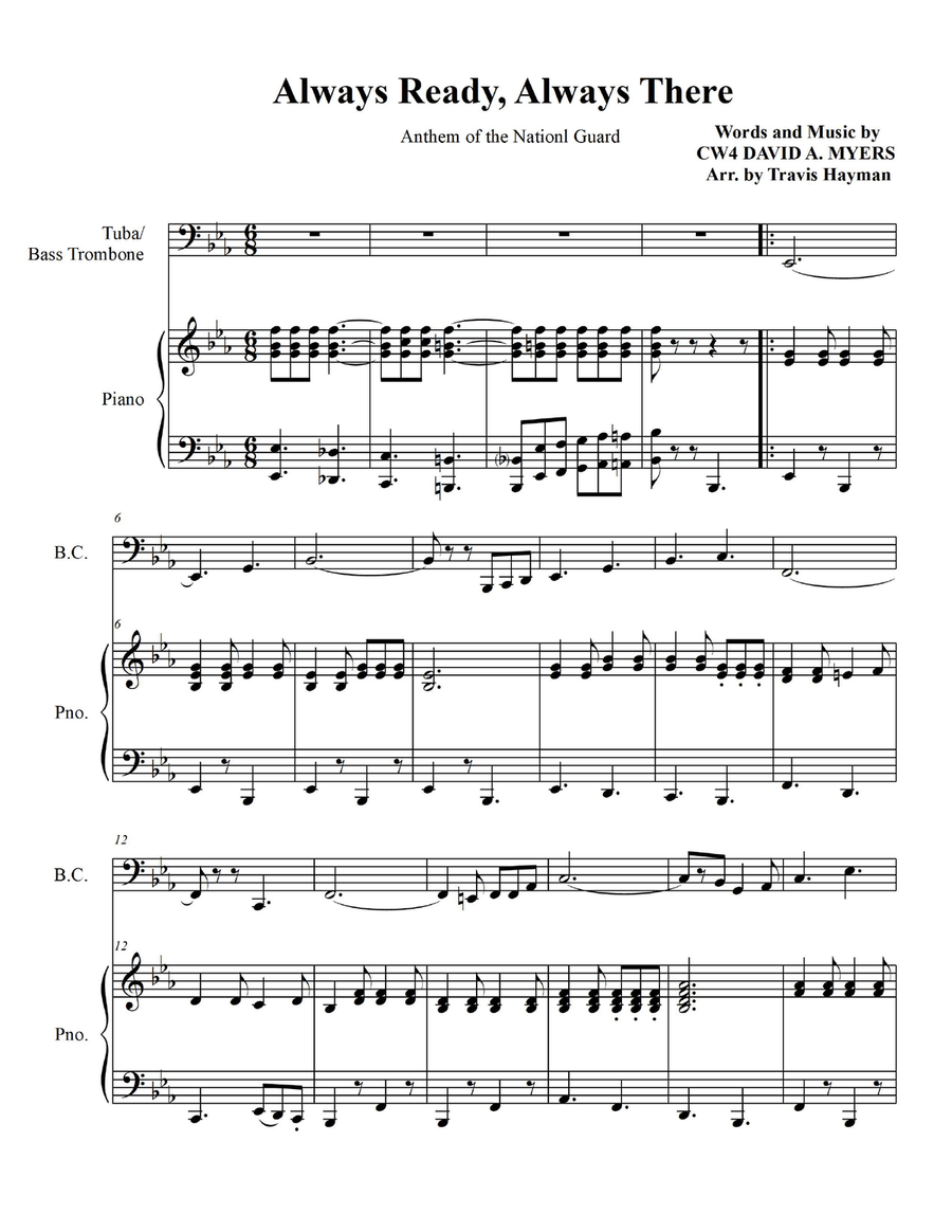 Always Ready, Always There - for Tuba/Bass Trombone with Piano Accompaniment Trombone scores gallery preview page 3