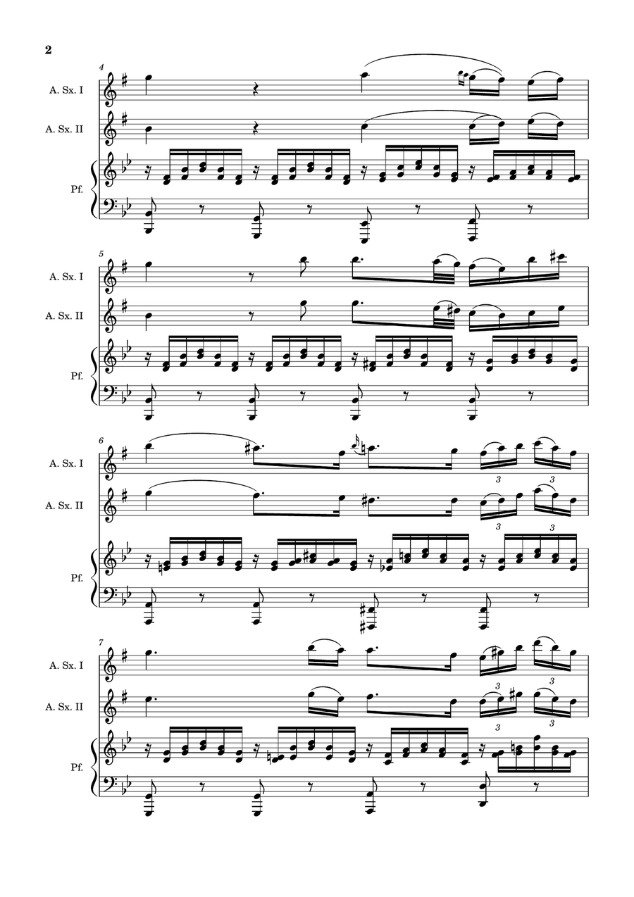 Ave Maria by F. Schubert – A. Sax Duet and Piano. Score and Parts Small Ensemble scores gallery preview page 2