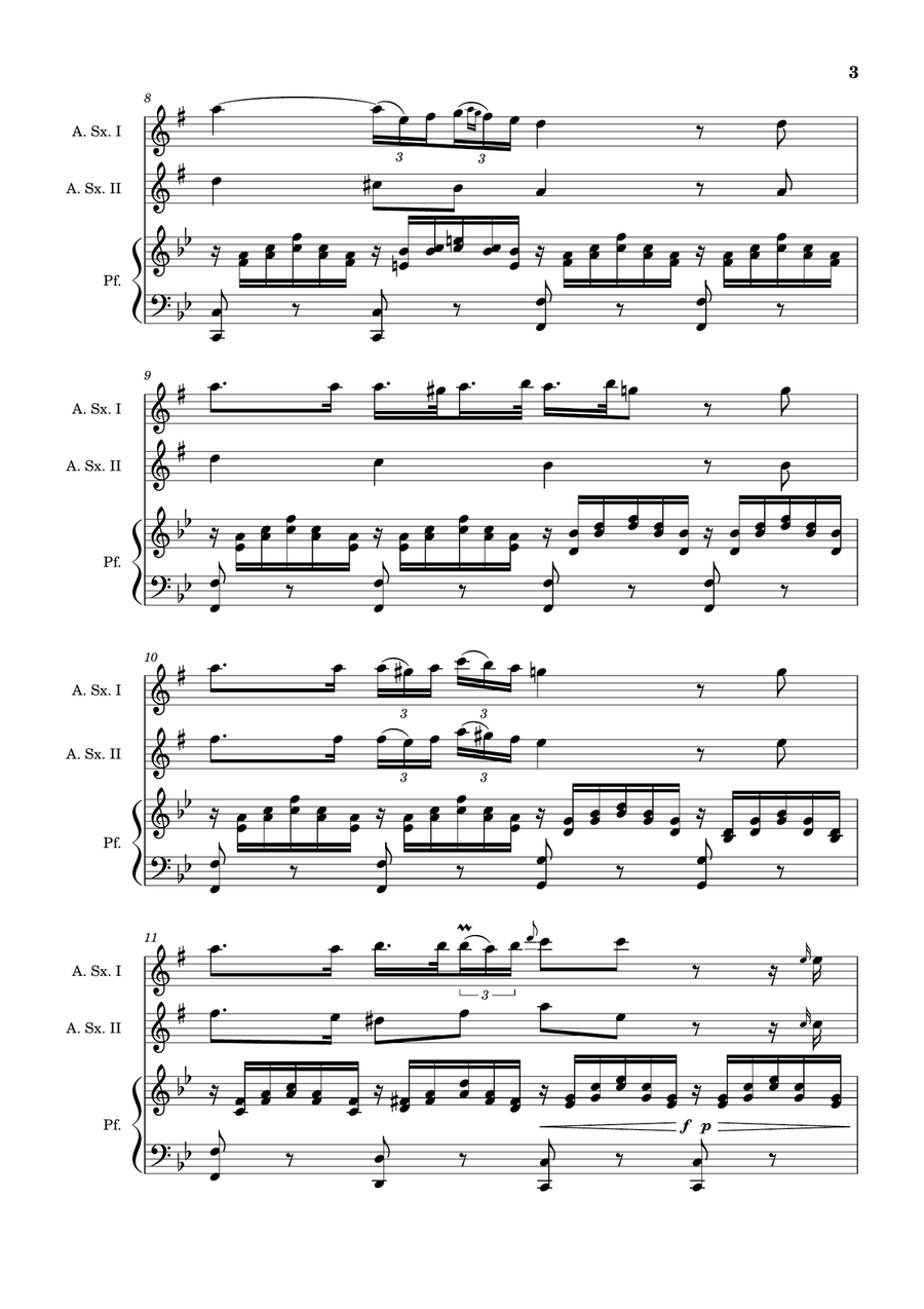 Ave Maria by F. Schubert – A. Sax Duet and Piano. Score and Parts Small Ensemble scores gallery preview page 3