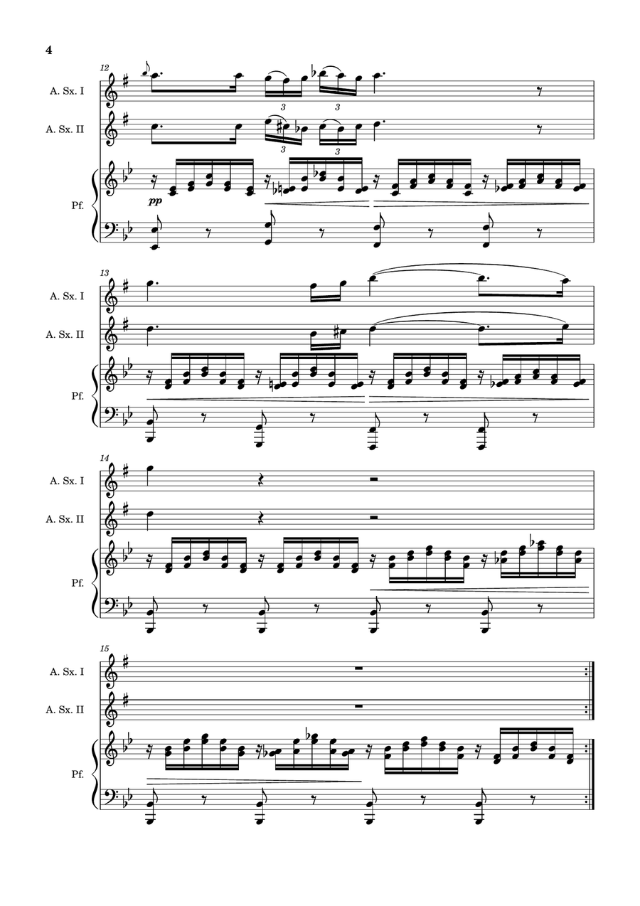 Ave Maria by F. Schubert – A. Sax Duet and Piano. Score and Parts Small Ensemble scores gallery preview page 4