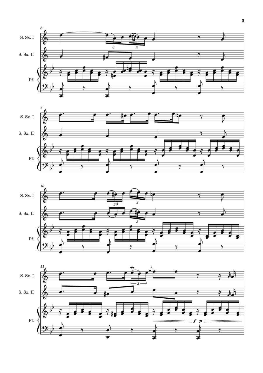 Ave Maria by F. Schubert – S. Sax Duet and Piano. Score and Parts Woodwind Duet scores gallery preview page 3