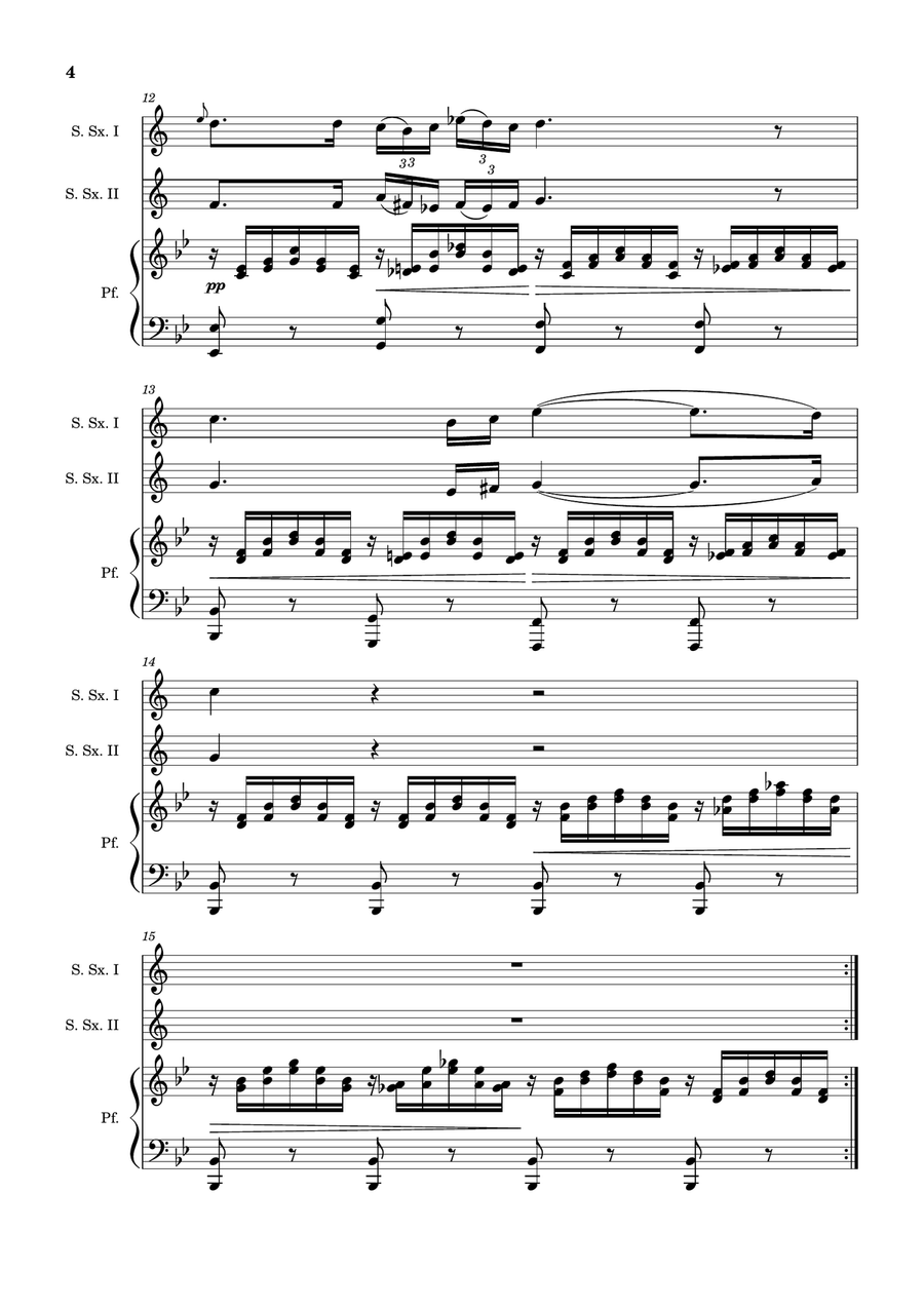Ave Maria by F. Schubert – S. Sax Duet and Piano. Score and Parts Woodwind Duet scores gallery preview page 4
