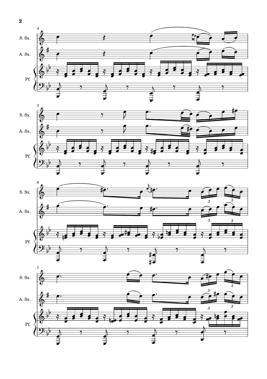 Ave Maria by F. Schubert – S. Sax, A. Sax and Piano. Score and Parts Small Ensemble scores gallery preview page 2