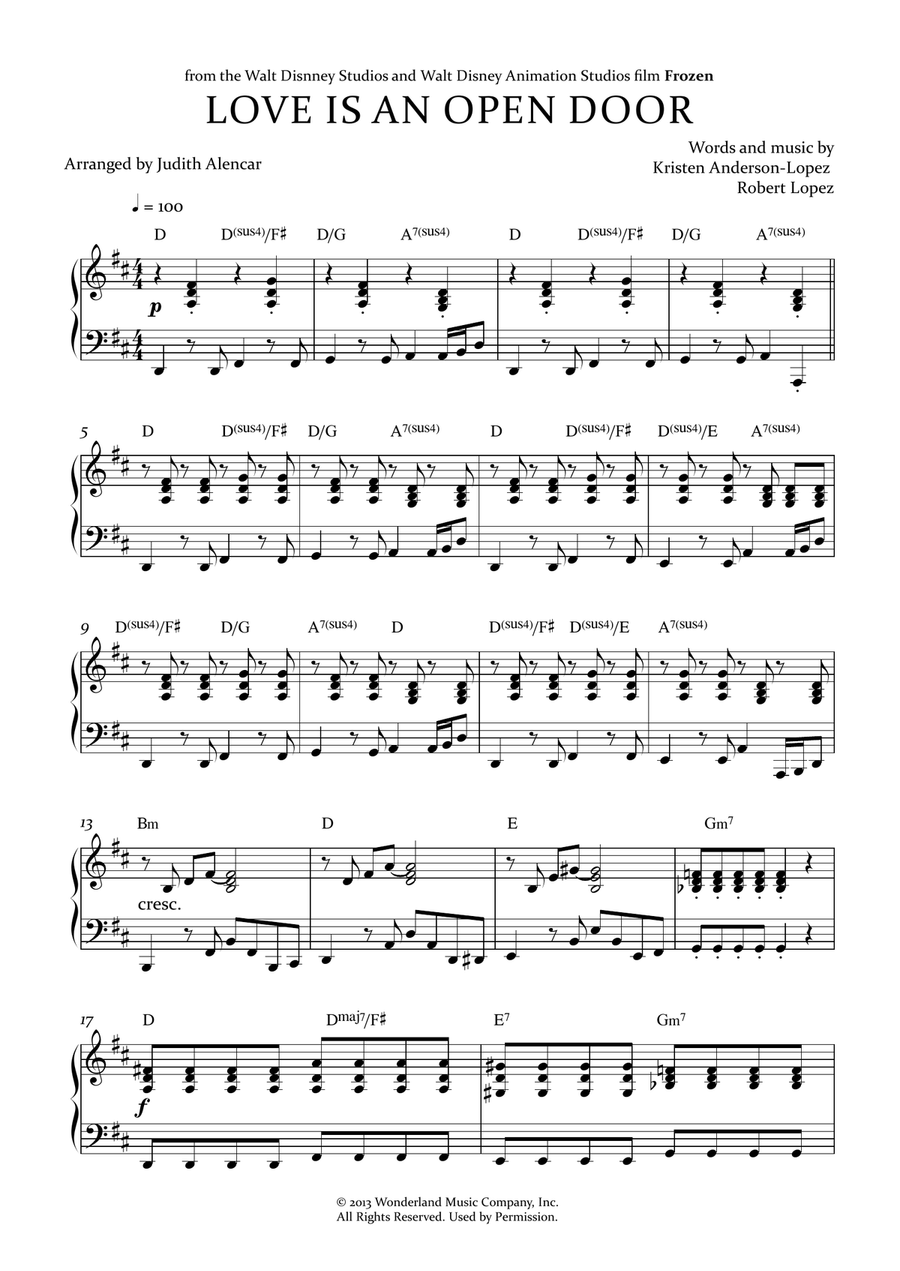 Love Is An Open Door Love Is An Open Door Piano Solo scores gallery preview page 2