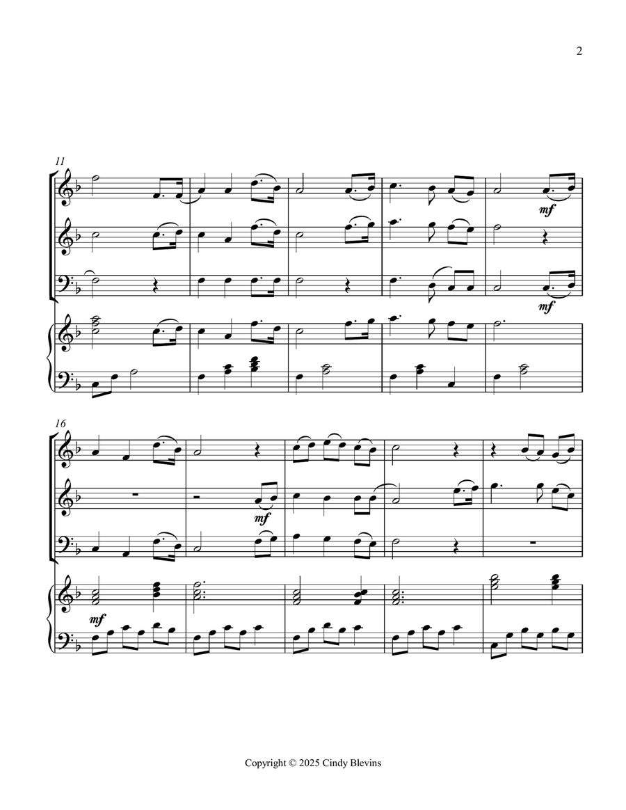 Rock of Ages, for Two Violins, Cello and Piano Piano Quartet scores gallery preview page 3