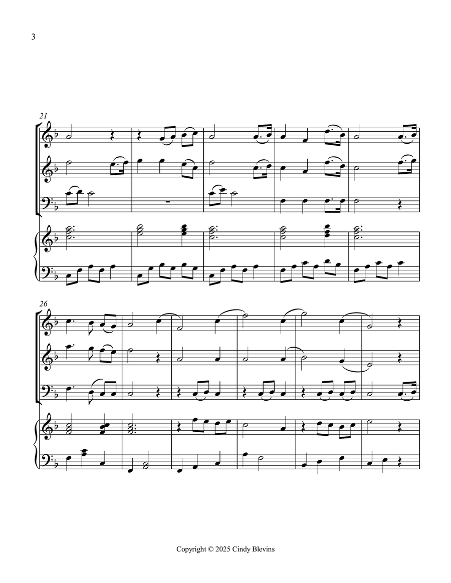 Rock of Ages, for Two Violins, Cello and Piano Piano Quartet scores gallery preview page 4