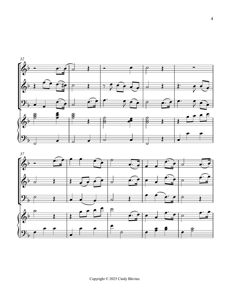 Rock of Ages, for Two Violins, Cello and Piano Piano Quartet scores gallery preview page 5