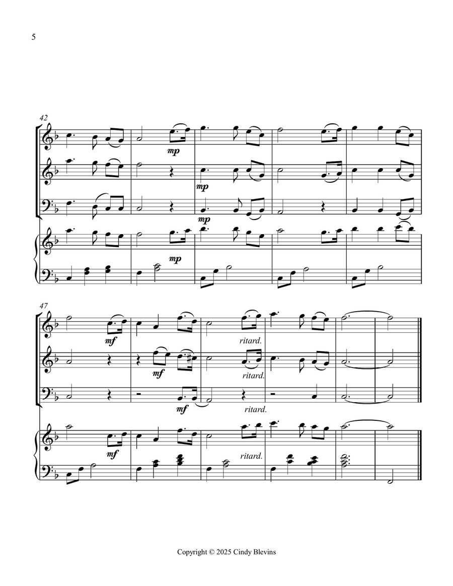 Rock of Ages, for Two Violins, Cello and Piano Piano Quartet scores gallery preview page 6