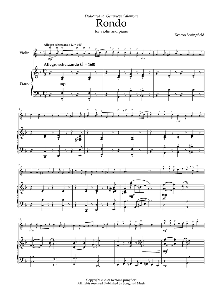Rondo for violin and piano Violin Solo scores gallery preview page 3