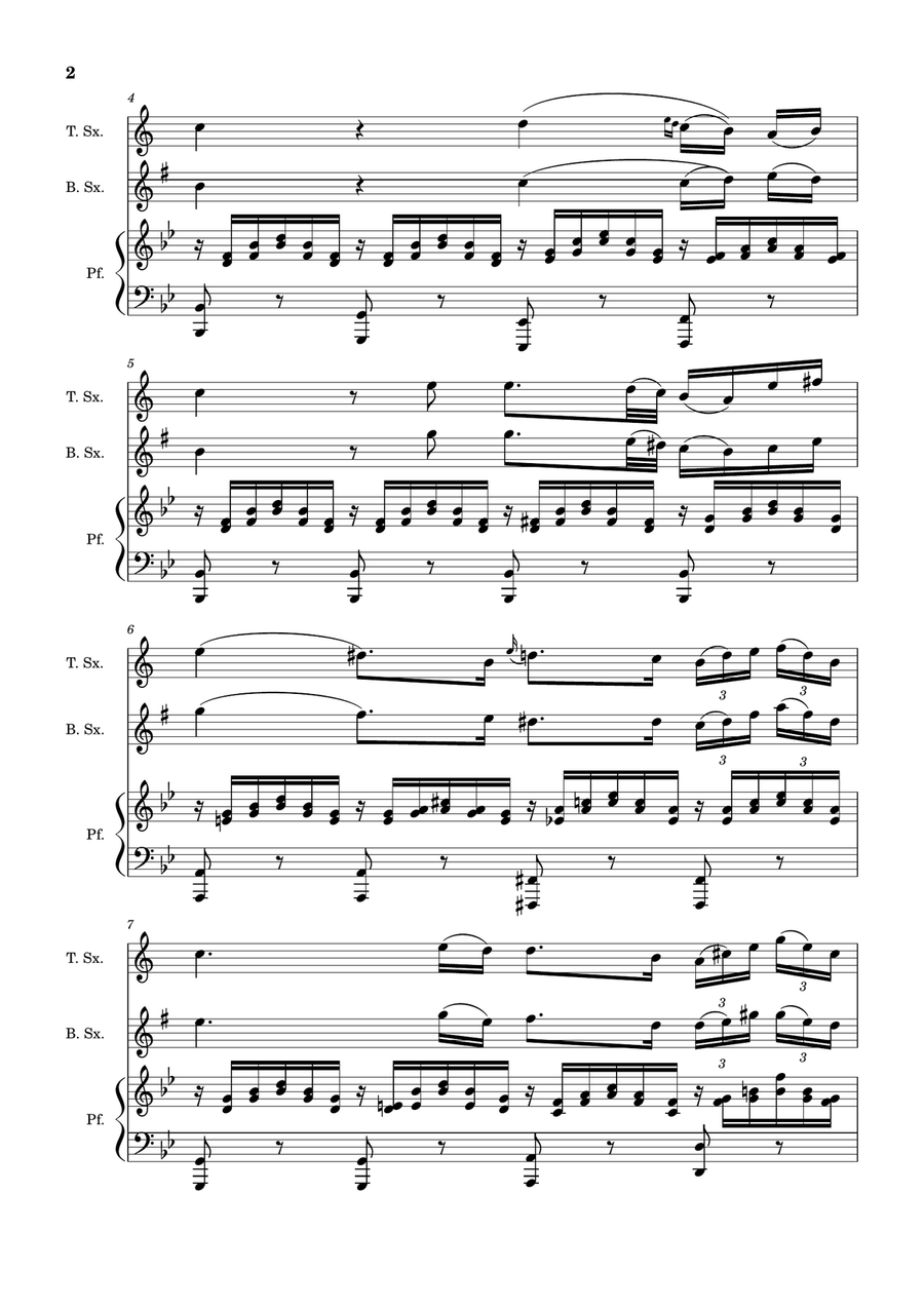 Ave Maria by F. Schubert – T. Sax, B. Sax and Piano. Score and Parts Small Ensemble scores gallery preview page 2