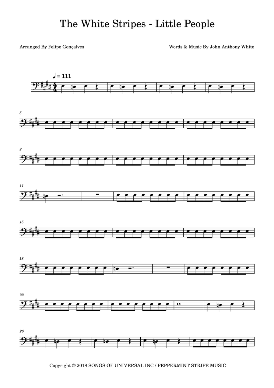 Little People Little People Bass Guitar scores gallery preview page 1