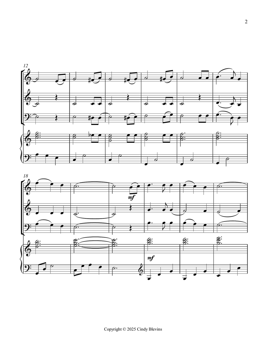 The Old Rugged Cross, for Two Violins, Cello and Piano Piano Quartet scores gallery preview page 3