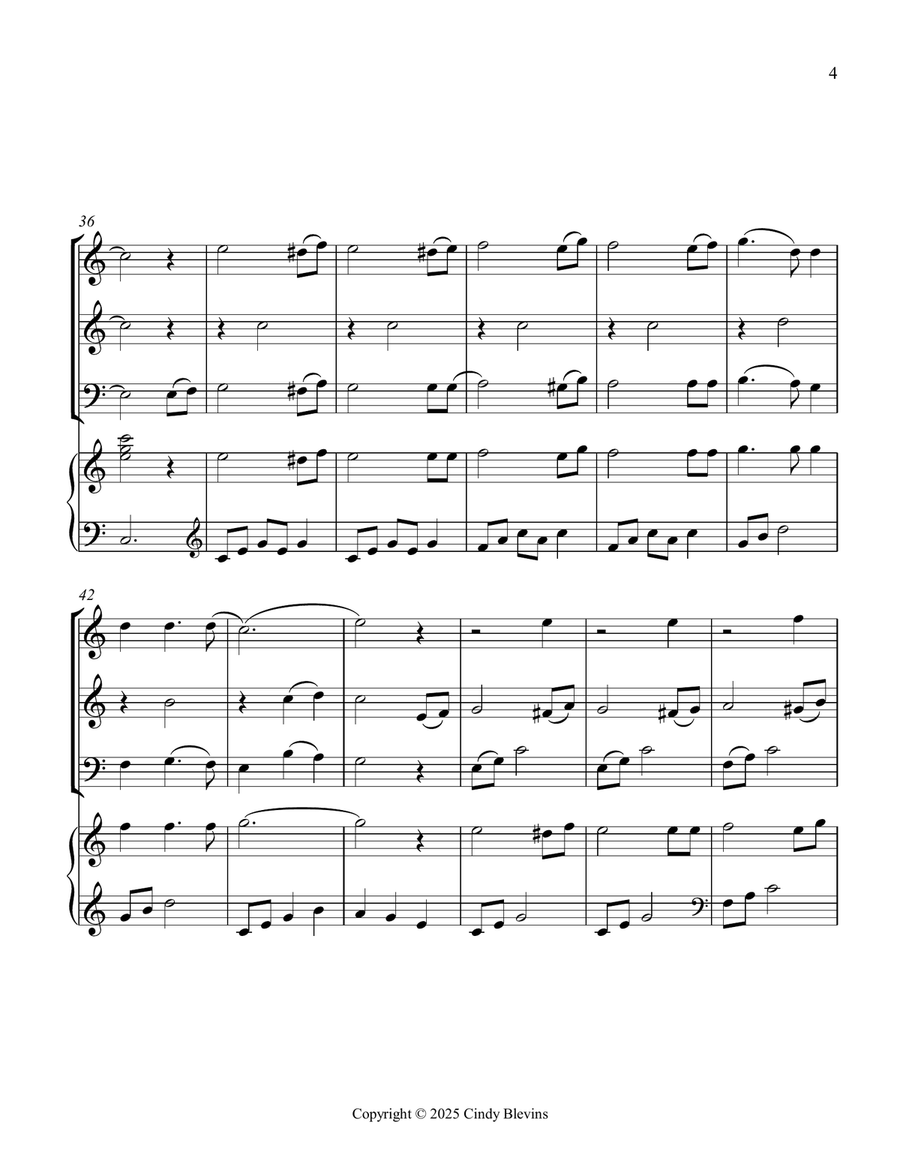 The Old Rugged Cross, for Two Violins, Cello and Piano Piano Quartet scores gallery preview page 5