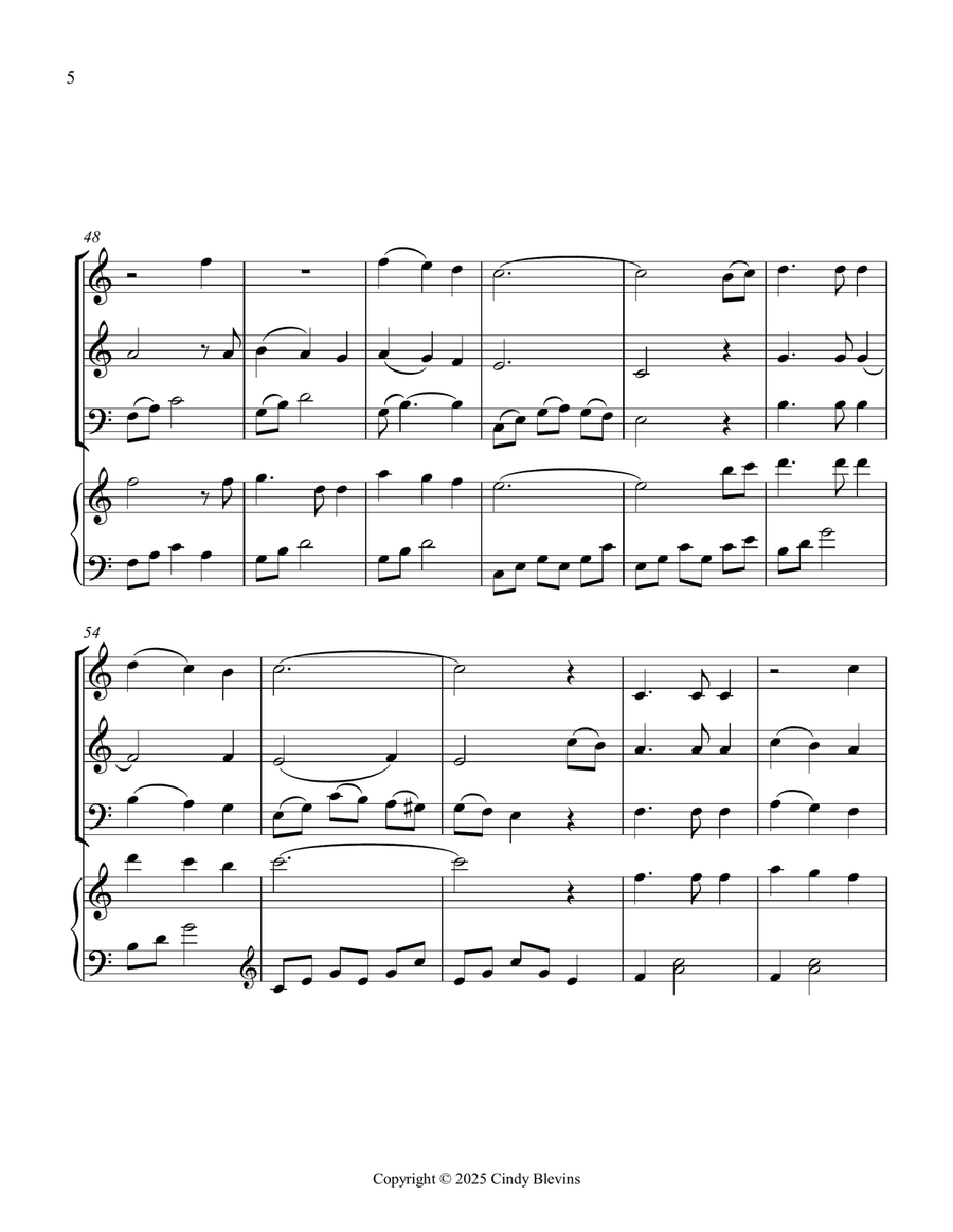 The Old Rugged Cross, for Two Violins, Cello and Piano Piano Quartet scores gallery preview page 6