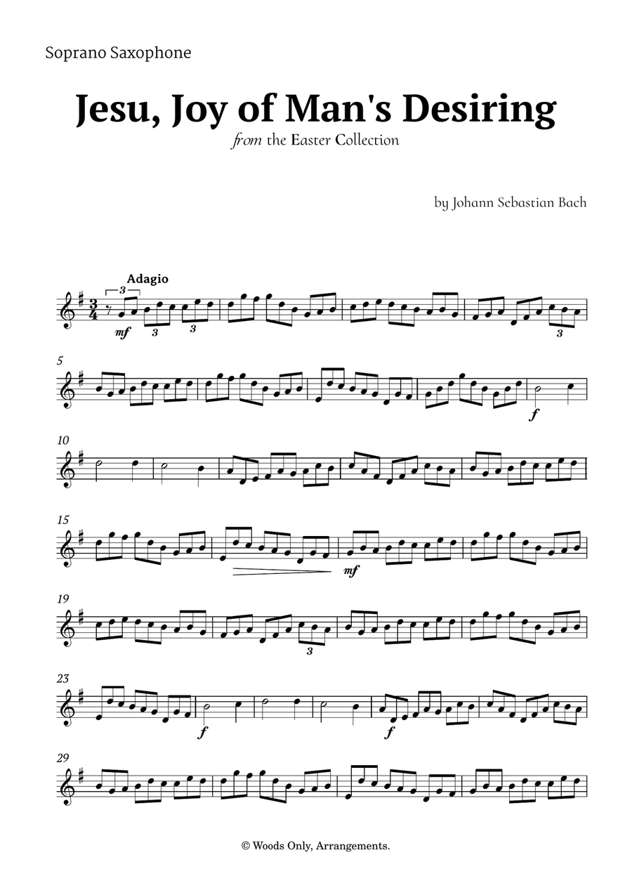 Jesu, Joy of Man's Desiring by Bach for Saxophone Quartet Saxophone Quartet scores gallery preview page 4