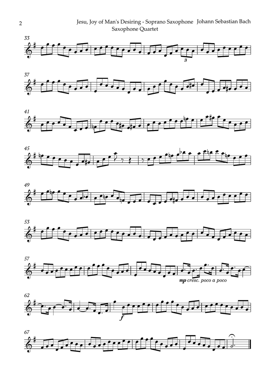 Jesu, Joy of Man's Desiring by Bach for Saxophone Quartet Saxophone Quartet scores gallery preview page 5