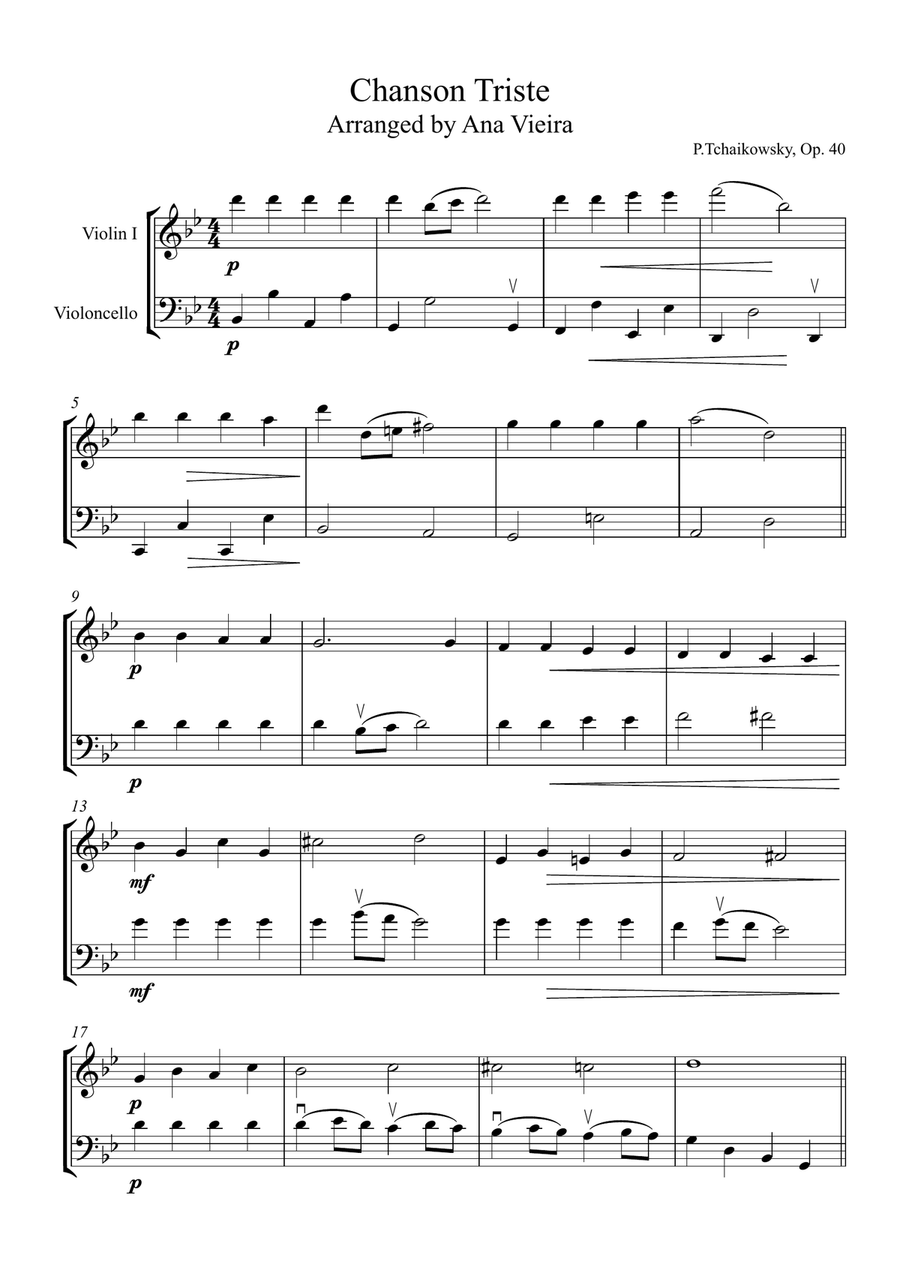 Chanson Triste Chanson Triste String Duet scores gallery preview page 1