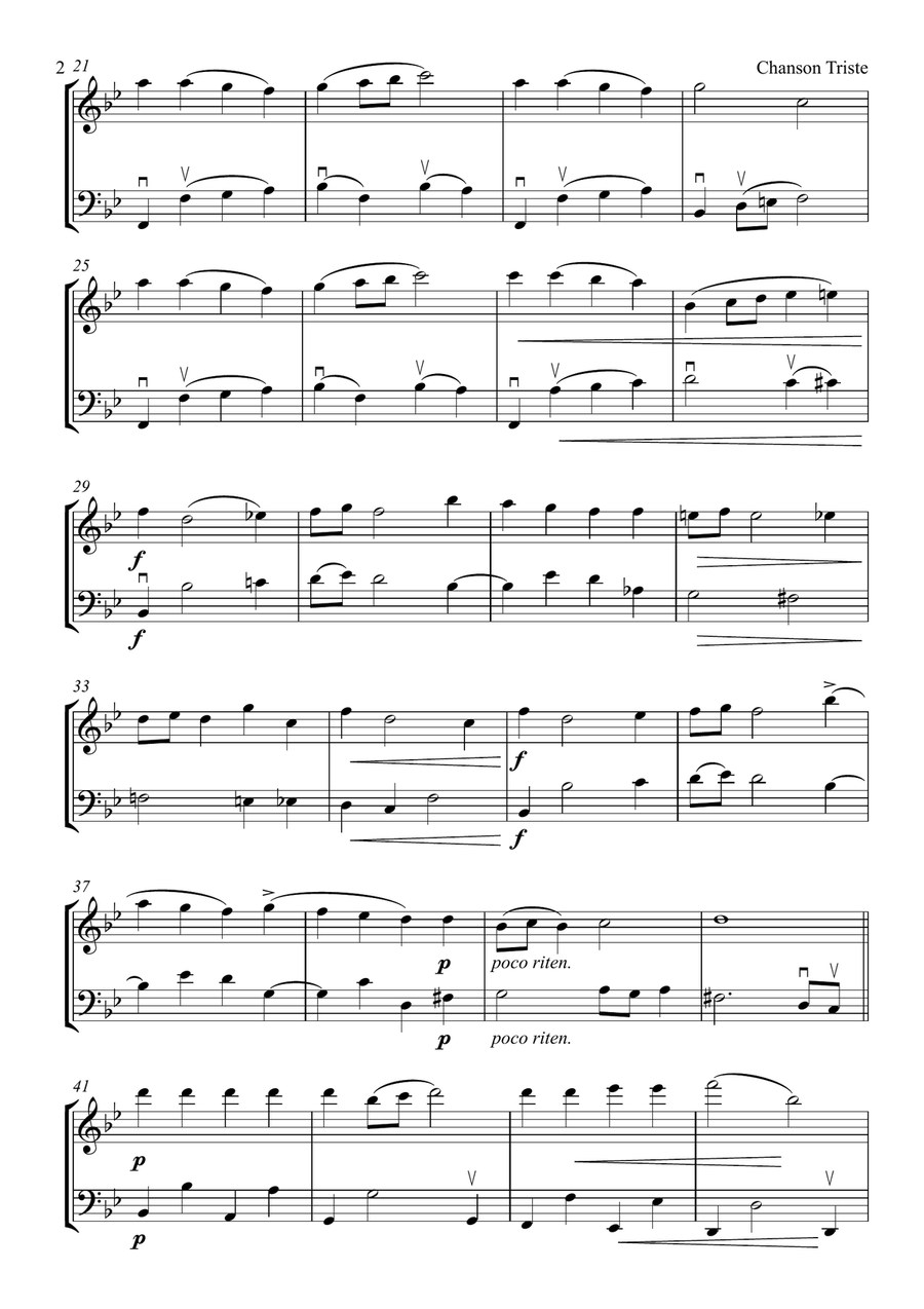 Chanson Triste Chanson Triste String Duet scores gallery preview page 2