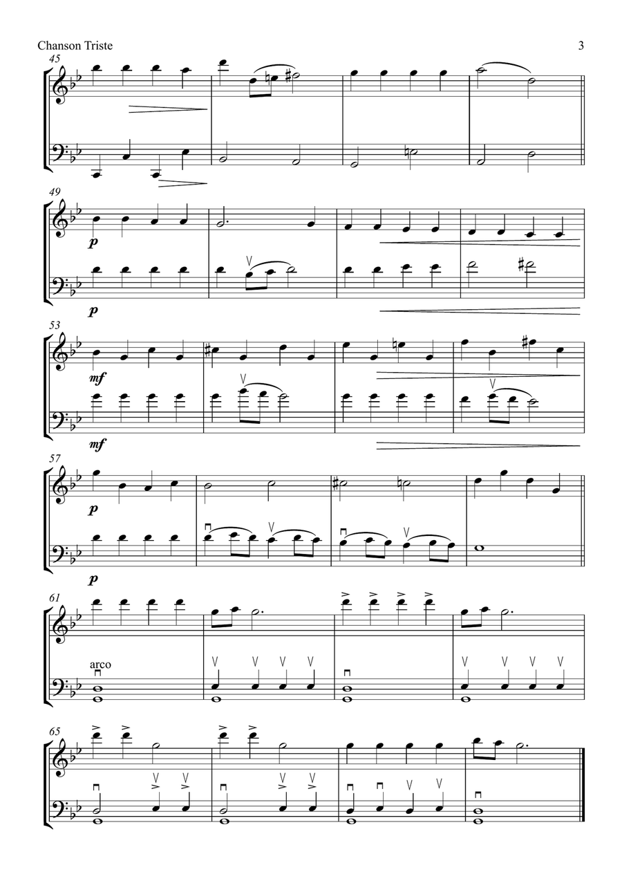 Chanson Triste Chanson Triste String Duet scores gallery preview page 3