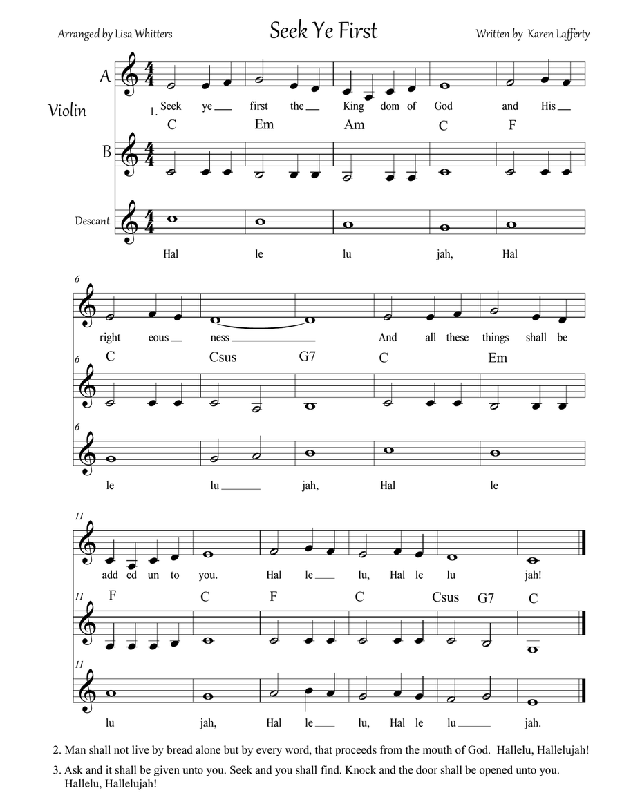 Seek Ye First Seek Ye First String Duet scores gallery preview page 1