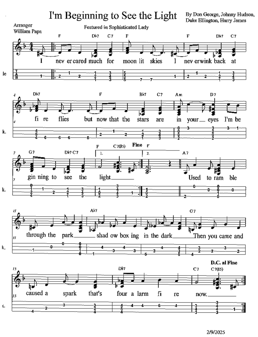 I'm Beginning To See The Light Ukulele scores gallery preview page 1